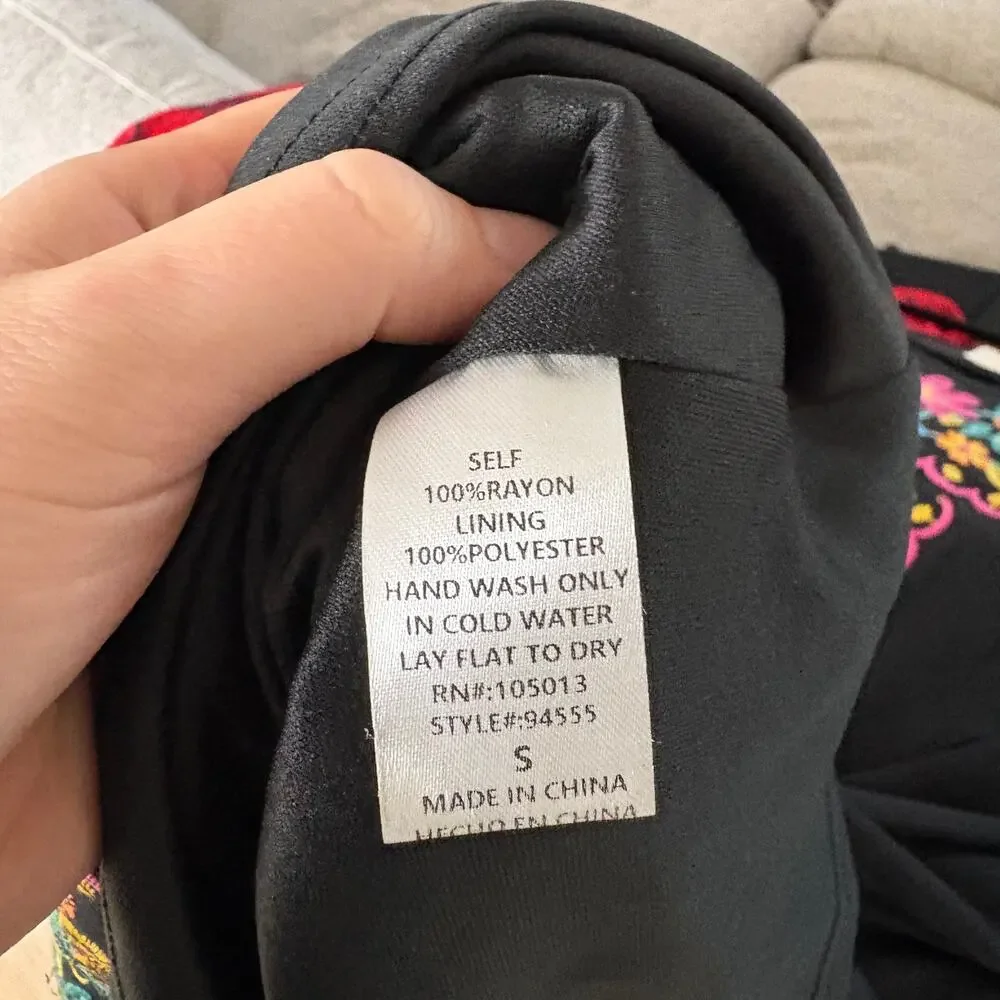 Savanna Jane Embroidered‎ Short Sleeve Dress Women’s S Color Black - Picture 6 of 6